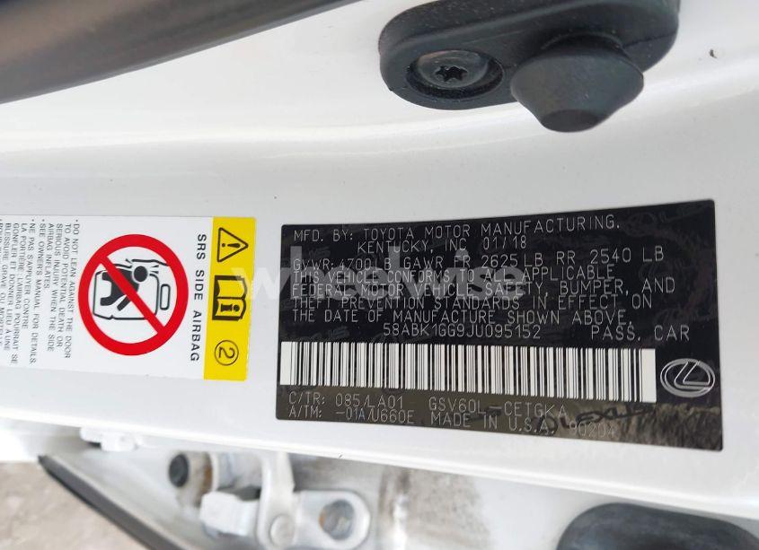 Photo 9 of 2018 Lexus Es 350 (VIN 58ABK1GG9JU095152)