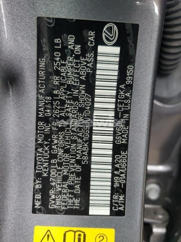 Photo 10 of 2018 LEXUS ES 350 (VIN 58ABK1GG9JU104027)