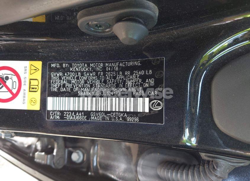 Photo 9 of 2018 Lexus Es 350 (VIN 58ABK1GG9JU104173)