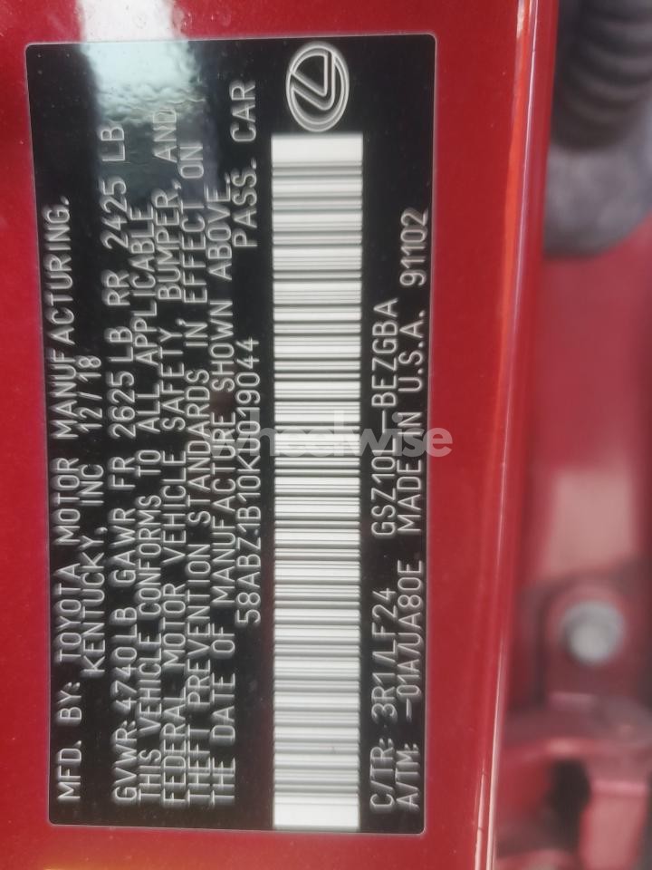 Photo 13 of 2019 LEXUS ES 350 (VIN 58ABZ1B10KU019044)