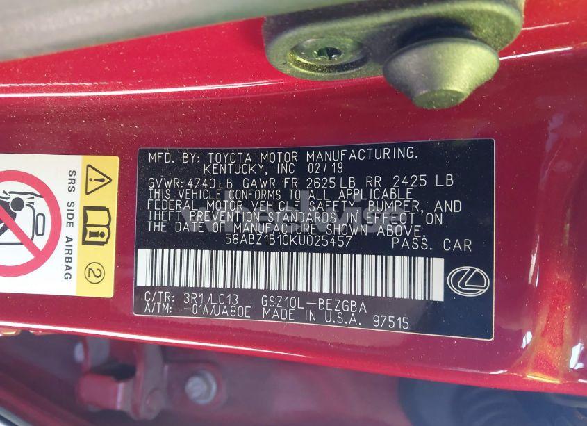 Photo 9 of 2019 Lexus Es 350 ULTRA LUXURY (VIN 58ABZ1B10KU025457)