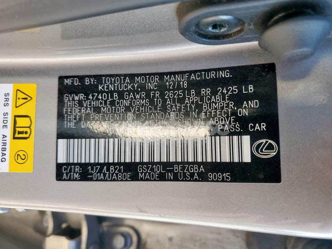 Photo 11 of 2019 LEXUS ES 350 (VIN 58ABZ1B13KU018857)