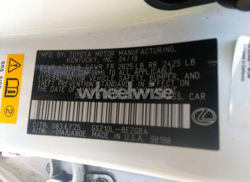 Photo 9 of 2019 Lexus Es 350 F SPORT (VIN 58ABZ1B14KU036106)