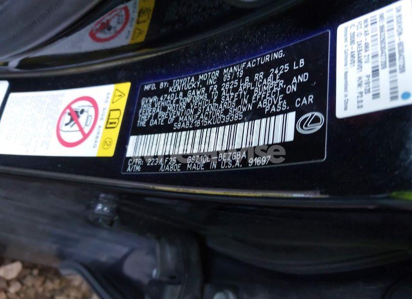 Photo 9 of 2019 Lexus Es 350 F SPORT (VIN 58ABZ1B15KU039385)