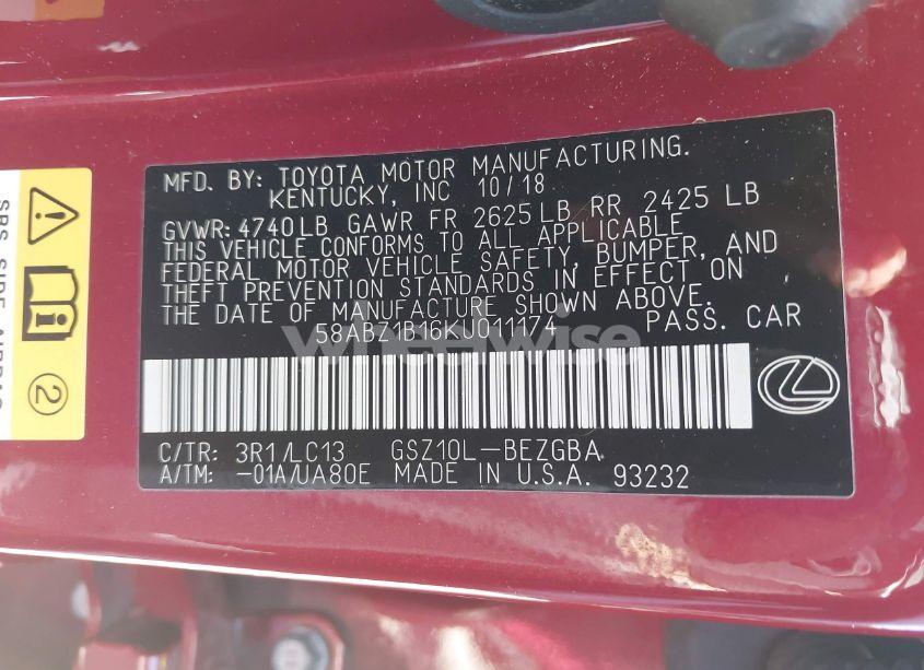 Photo 9 of 2019 Lexus Es 350 ULTRA LUXURY (VIN 58ABZ1B16KU011174)