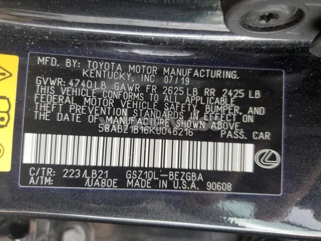 Photo 12 of 2019 LEXUS ES 350 (VIN 58ABZ1B16KU046216)