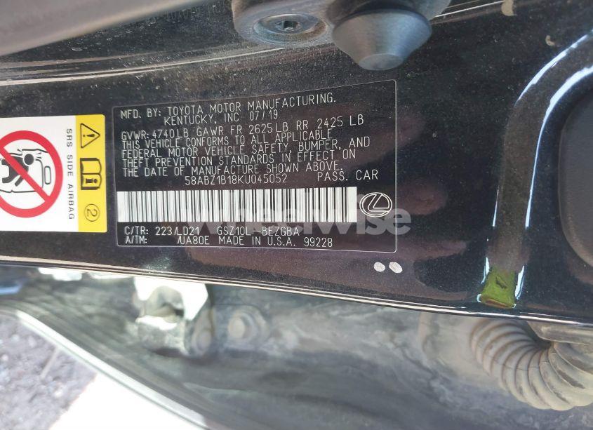 Photo 9 of 2019 Lexus Es 350 (VIN 58ABZ1B18KU045052)