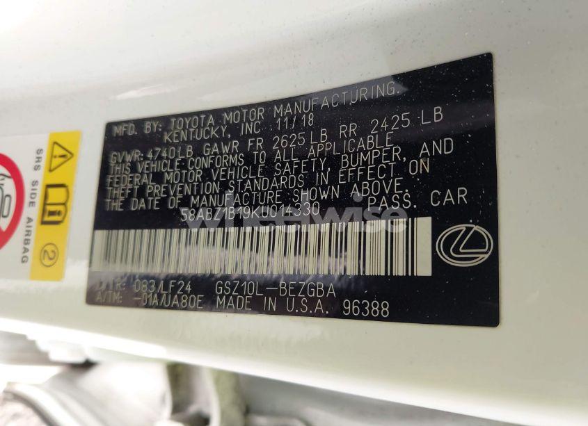 Photo 9 of 2019 Lexus Es 350 F SPORT (VIN 58ABZ1B19KU014330)