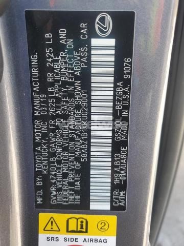 Photo 10 of 2019 LEXUS ES 350 (VIN 58ABZ1B1XKU029001)