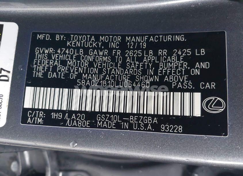 Photo 9 of 2020 Lexus Es 350 (VIN 58ACZ1B10LU064460)