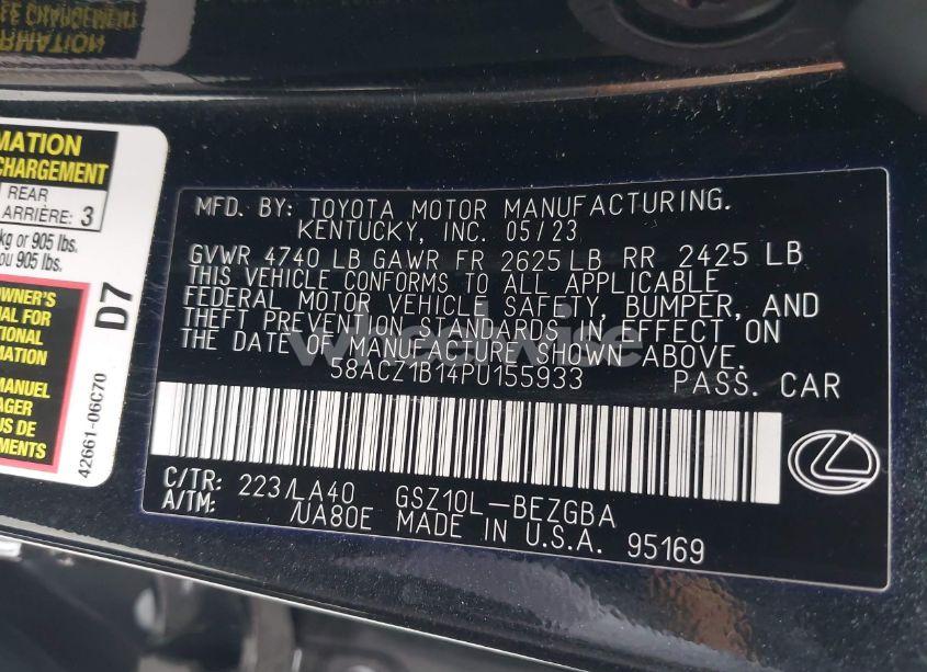 Photo 9 of 2023 Lexus Es 350 (VIN 58ACZ1B14PU155933)