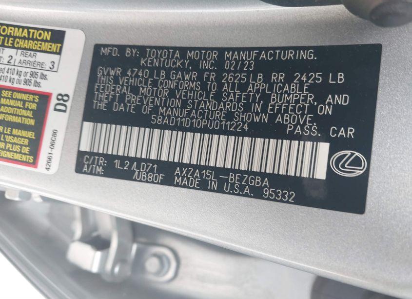 Photo 9 of 2023 Lexus Es 250 (VIN 58AD11D10PU011224)