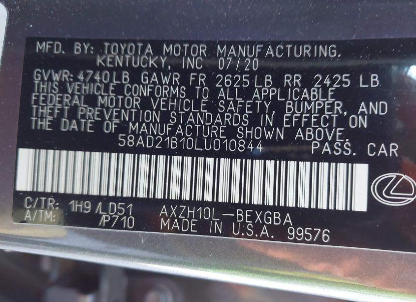 Photo 9 of 2020 Lexus Es 300H (VIN 58AD21B10LU010844)