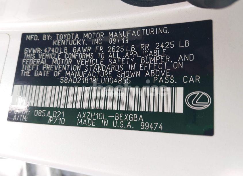 Photo 9 of 2020 Lexus Es 300H (VIN 58AD21B18LU004855)