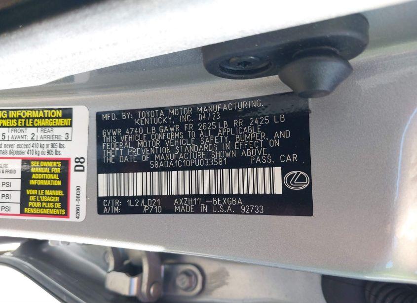 Photo 9 of 2023 Lexus Es 300H (VIN 58ADA1C10PU033581)
