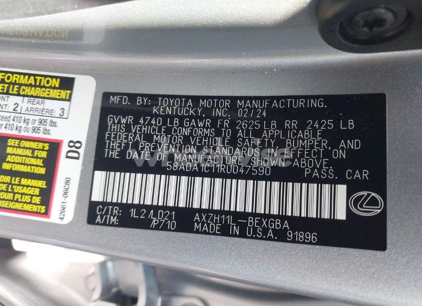 Photo 9 of 2024 Lexus Es 300H (VIN 58ADA1C11RU047590)