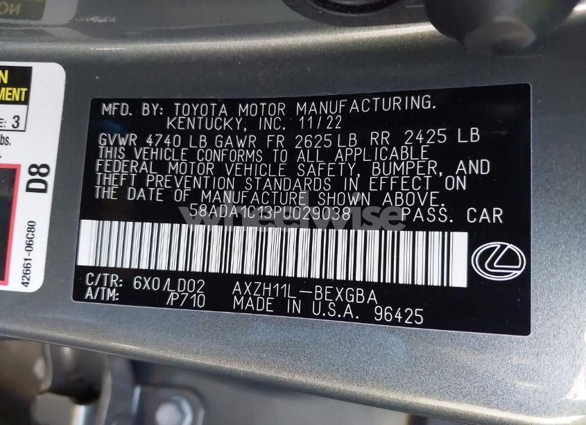 Photo 9 of 2023 Lexus Es 300H (VIN 58ADA1C13PU029038)