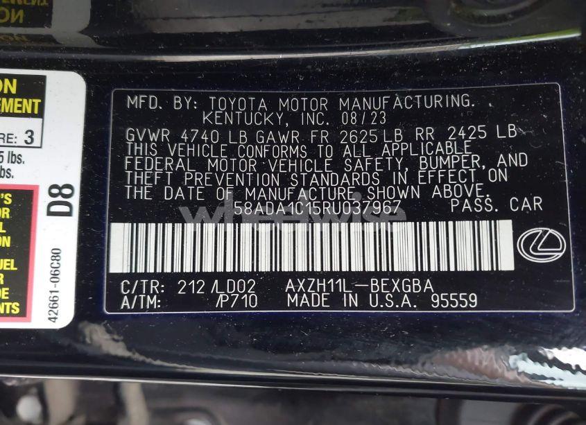 Photo 9 of 2024 Lexus Es 300H F SPORT DESIGN (VIN 58ADA1C15RU037967)