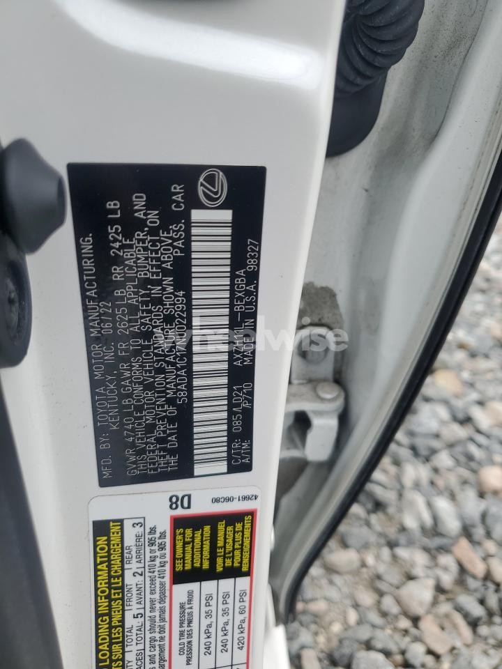 Photo 13 of 2022 LEXUS ES 300H BASE (VIN 58ADA1C17NU022994)