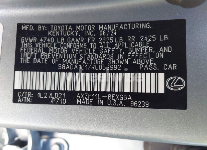 Photo 9 of 2024 Lexus Es 300H (VIN 58ADA1C17RU053992)