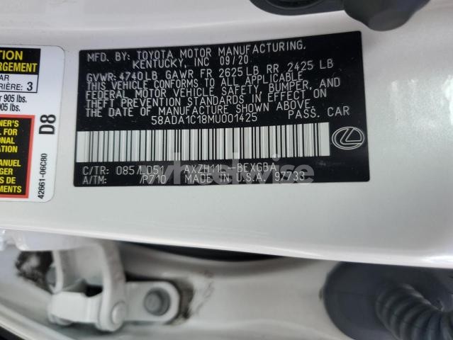 Photo 9 of 2021 LEXUS ES 300H (VIN 58ADA1C18MU001425)