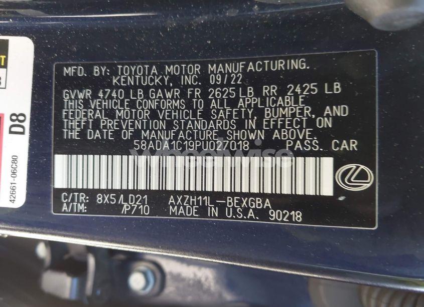 Photo 9 of 2023 Lexus Es 300H (VIN 58ADA1C19PU027018)