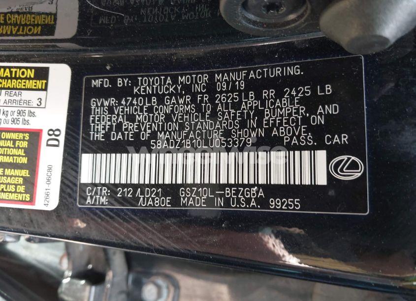 Photo 9 of 2020 Lexus Es 350 (VIN 58ADZ1B10LU053379)