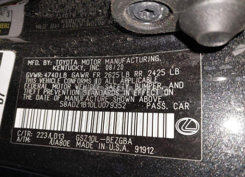 Photo 9 of 2020 Lexus Es 350 (VIN 58ADZ1B10LU079352)