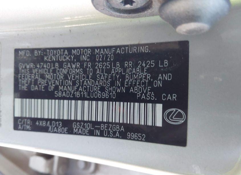 Photo 9 of 2020 Lexus Es 350 (VIN 58ADZ1B11LU069610)