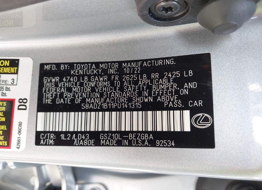 Photo 9 of 2023 Lexus Es 350 (VIN 58ADZ1B11PU141315)
