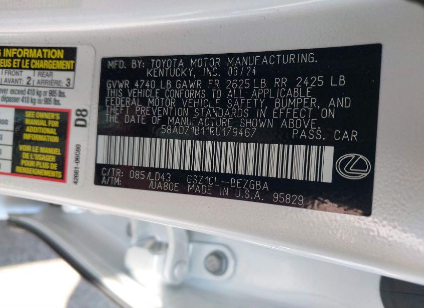 Photo 9 of 2024 Lexus Es 350 (VIN 58ADZ1B11RU179467)
