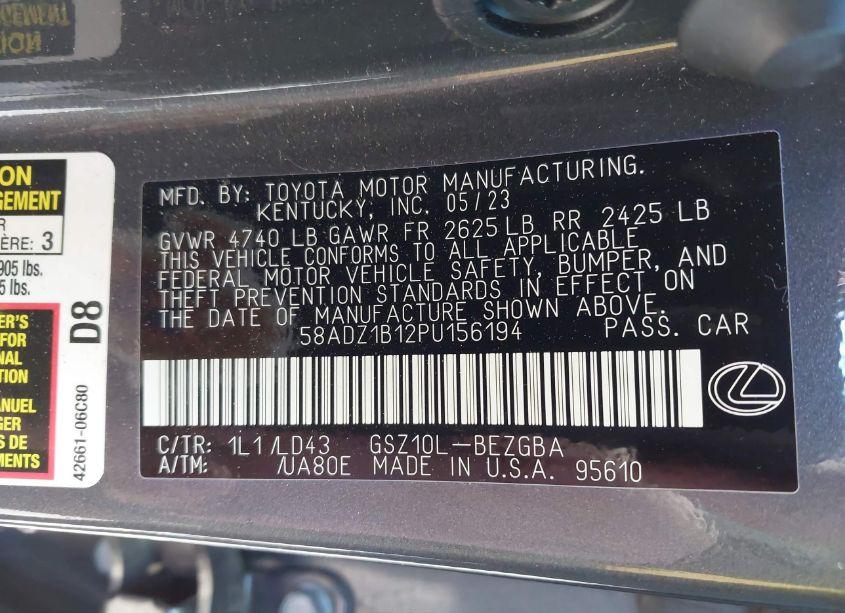 Photo 9 of 2023 Lexus Es 350 (VIN 58ADZ1B12PU156194)