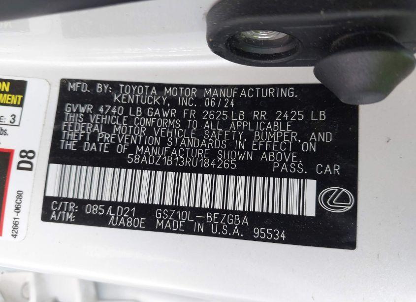 Photo 9 of 2024 Lexus Es 350 (VIN 58ADZ1B13RU184265)