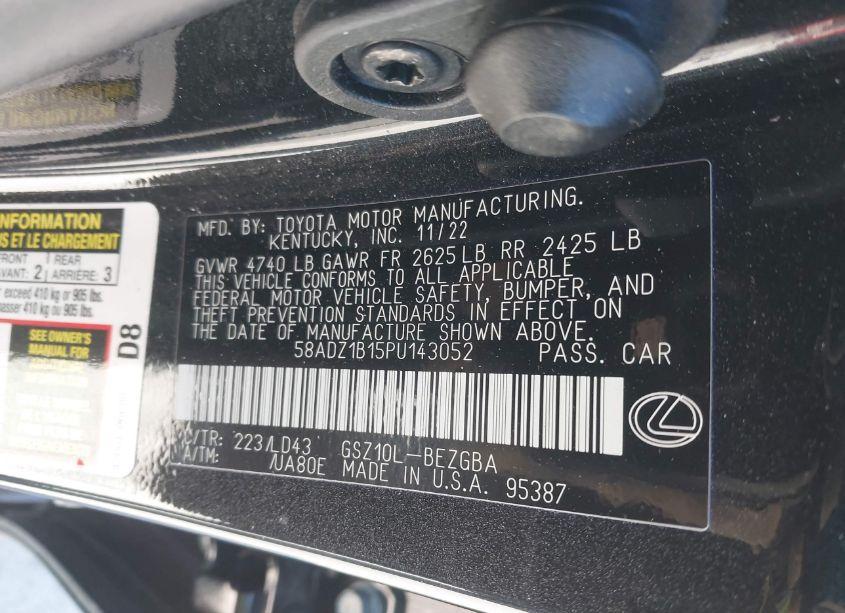 Photo 9 of 2023 Lexus Es 350 (VIN 58ADZ1B15PU143052)