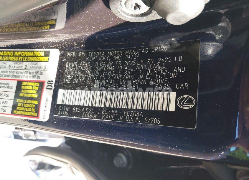 Photo 9 of 2024 Lexus Es 350 (VIN 58ADZ1B15RU180461)