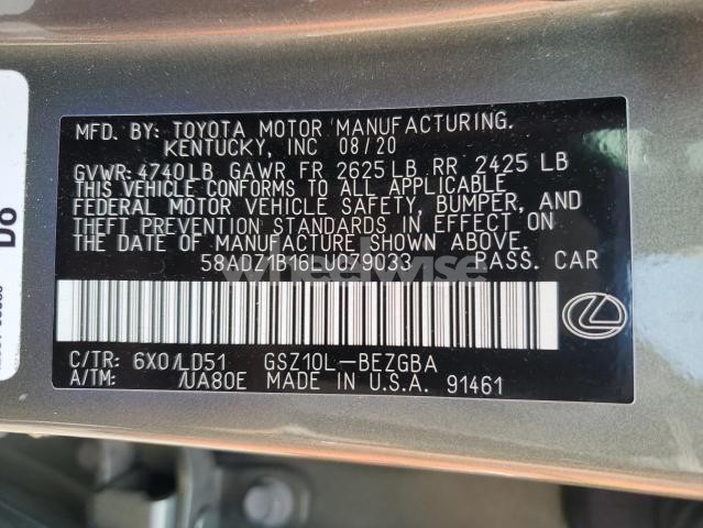 Photo 3 of 2020 LEXUS ES 350 (VIN 58ADZ1B16LU079033)