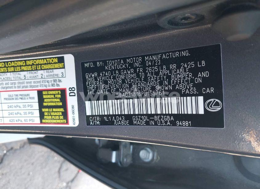 Photo 9 of 2023 Lexus Es 350 (VIN 58ADZ1B16PU155761)