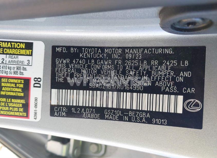 Photo 9 of 2024 Lexus Es 350 (VIN 58ADZ1B17RU164990)