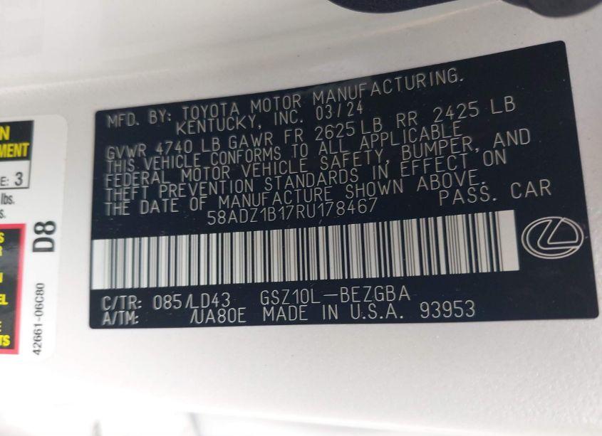 Photo 9 of 2024 Lexus Es 350 (VIN 58ADZ1B17RU178467)