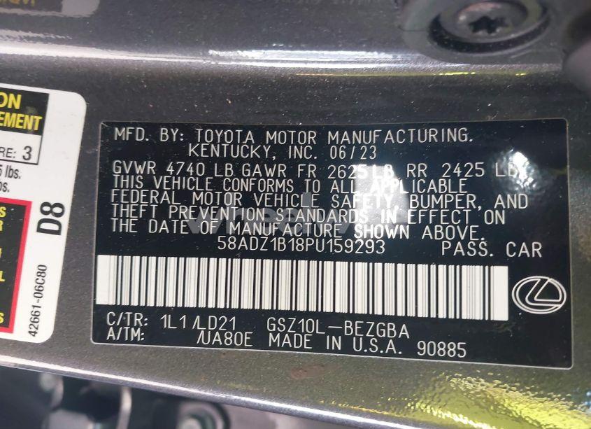 Photo 9 of 2023 Lexus Es 350 (VIN 58ADZ1B18PU159293)
