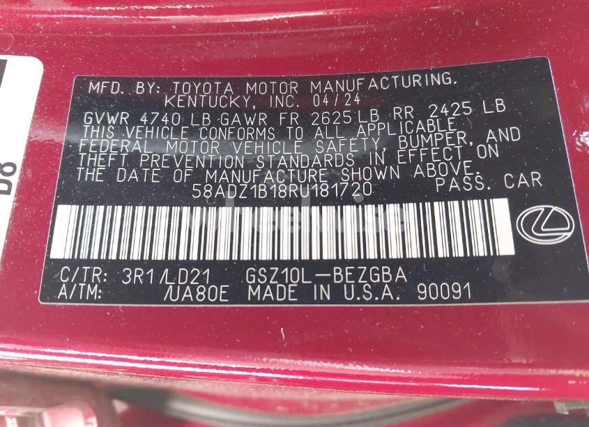 Photo 9 of 2024 Lexus Es 350 (VIN 58ADZ1B18RU181720)