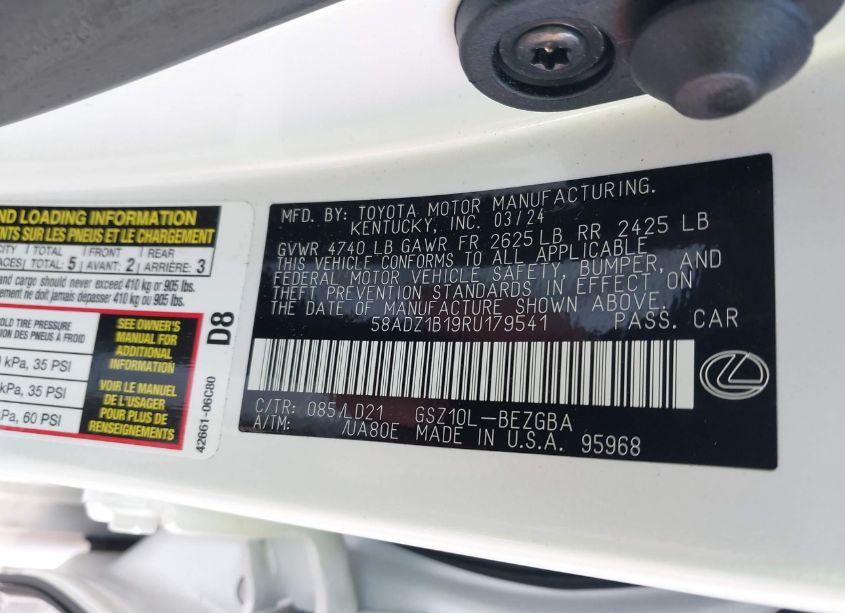 Photo 9 of 2024 Lexus Es 350 (VIN 58ADZ1B19RU179541)