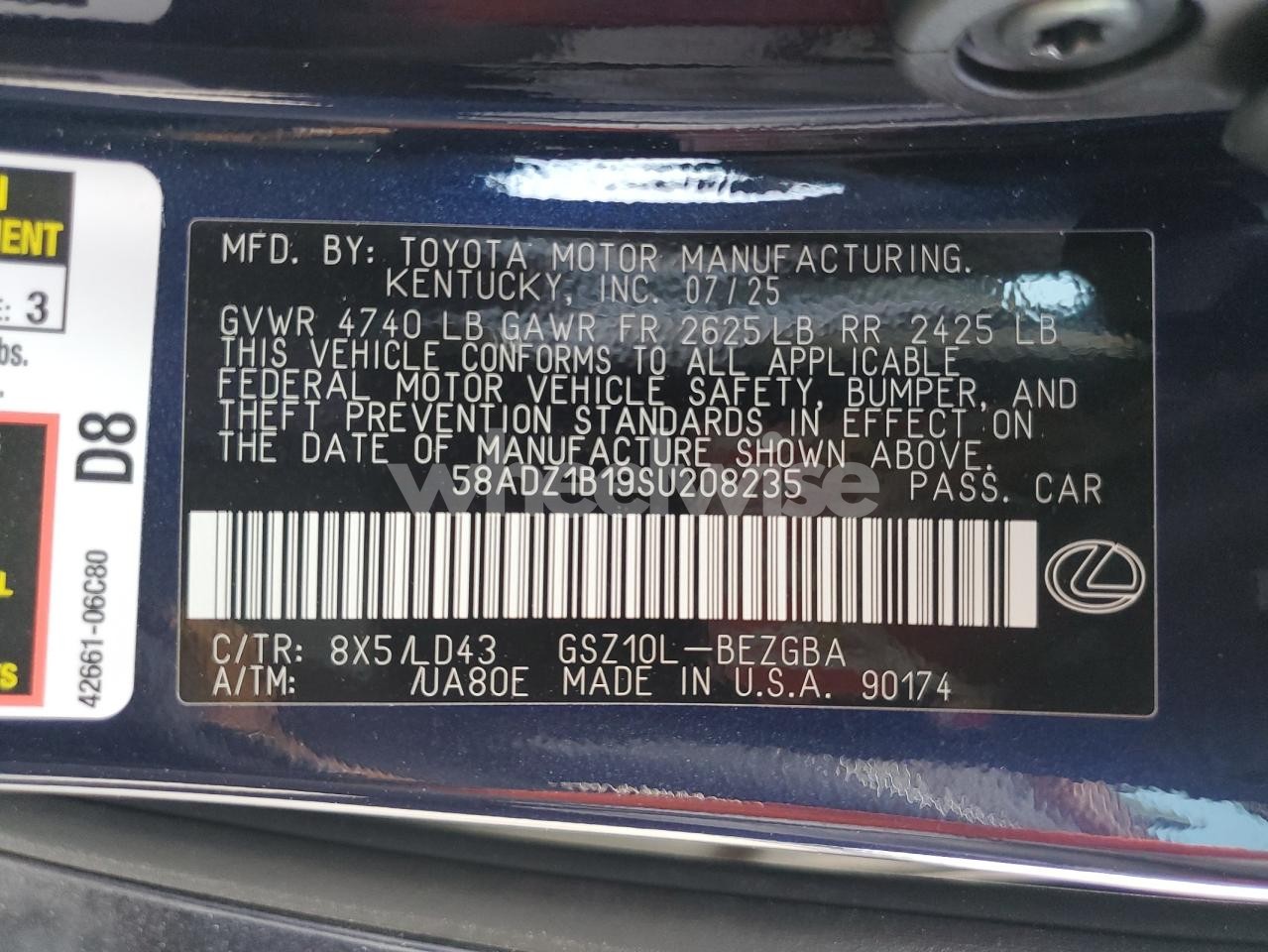 Photo 10 of 2025 LEXUS ES 350 BASE (VIN 58ADZ1B19SU208235)