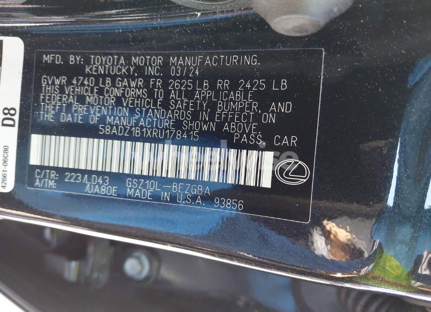 Photo 9 of 2024 Lexus Es 350 (VIN 58ADZ1B1XRU178415)