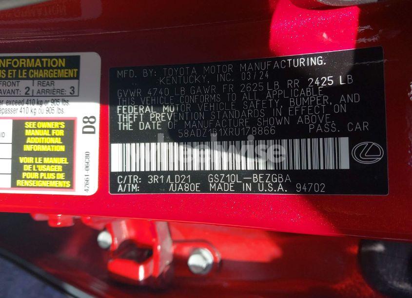 Photo 9 of 2024 Lexus Es 350 (VIN 58ADZ1B1XRU178866)