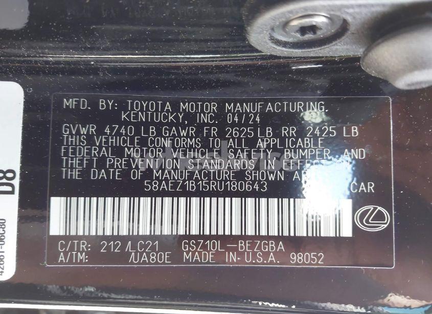 Photo 9 of 2024 Lexus Es 350 LUXURY (VIN 58AEZ1B15RU180643)