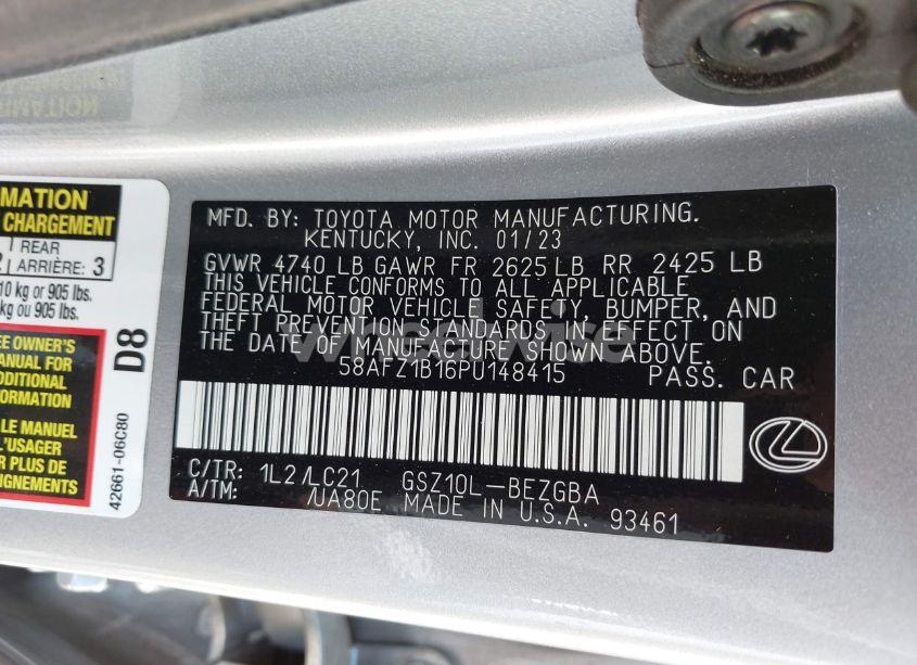 Photo 9 of 2023 Lexus Es 350 ULTRA LUXURY (VIN 58AFZ1B16PU148415)
