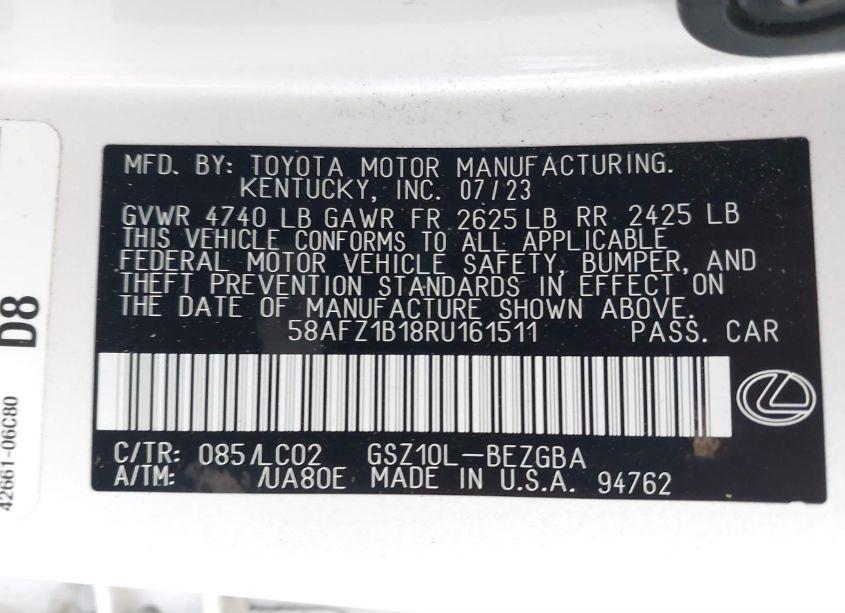 Photo 9 of 2024 Lexus Es 350 ULTRA LUXURY (VIN 58AFZ1B18RU161511)