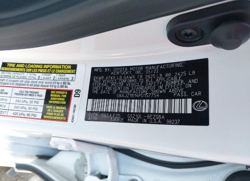 Photo 9 of 2023 Lexus Es 350 F SPORT HANDLING (VIN 58AJZ1B14PU157754)