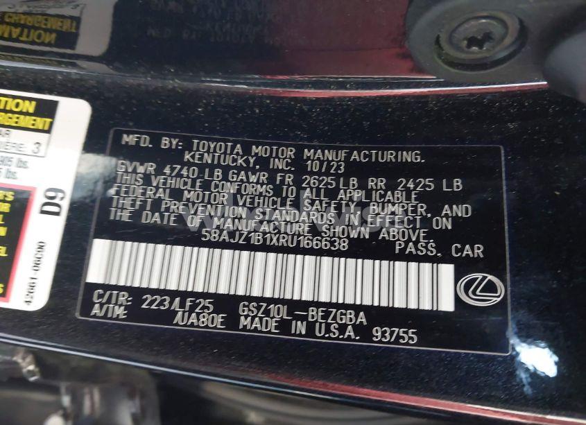 Photo 9 of 2024 Lexus Es ES 350 F SPORT HANDLING (VIN 58AJZ1B1XRU166638)